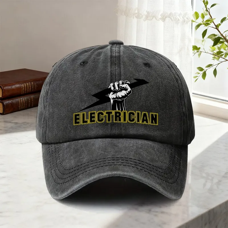 Electrician-Graphic-Baseball-Cap-Washed-Cotton-Adjustable-Sun-Hat-for-Men-Women-Outdoor-Work