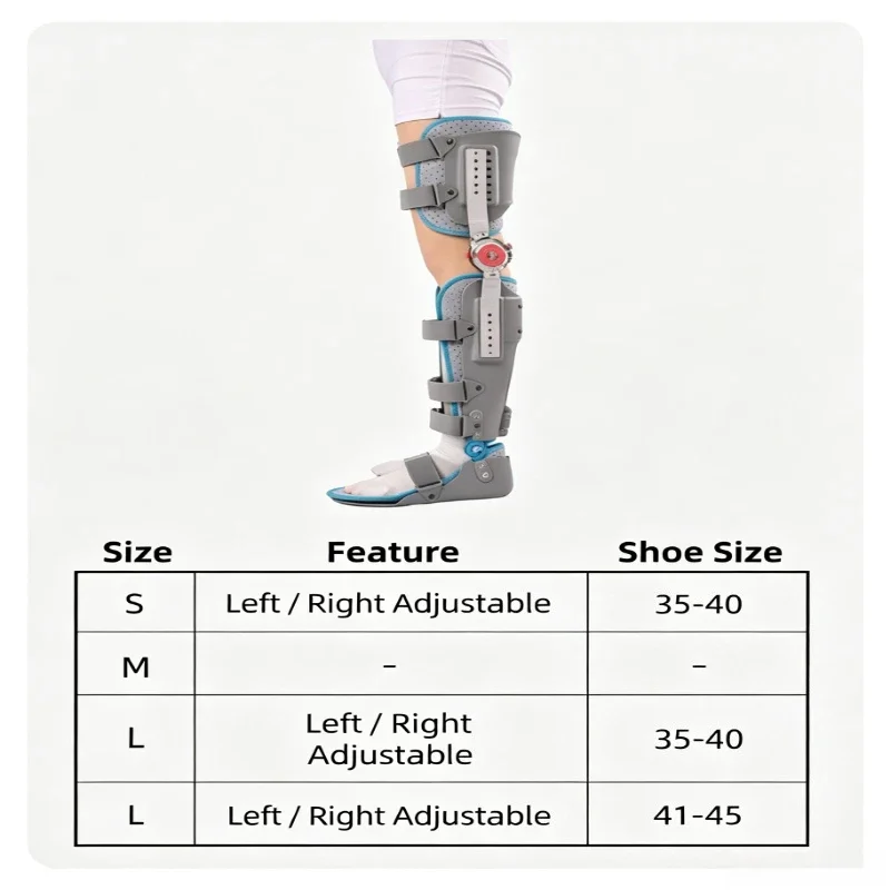 Adjustable Knee Ankle Foot Orthosis Brace Lower Limb Support for Tibia Fibula Fracture Postoperative Rehabilitation Walking