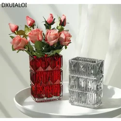 Home decor Modern simplicity Transparent crystal glass vase Aquaculture vase container Electroplated color flower vase Gift