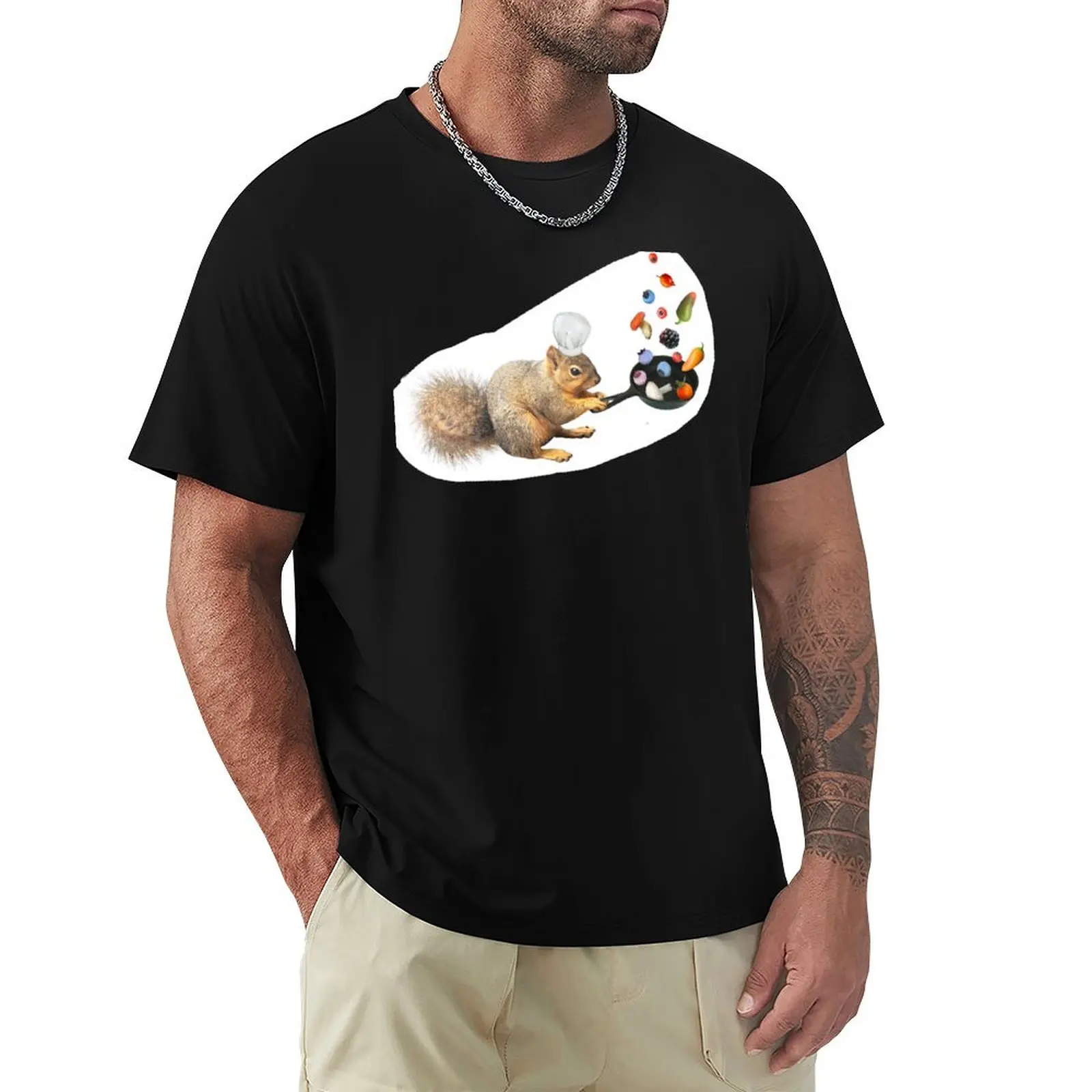 

Футболка Squirrel Chef, пот, аниме-фигурки, эстетичная одежда, простые черные футболки для мужчин