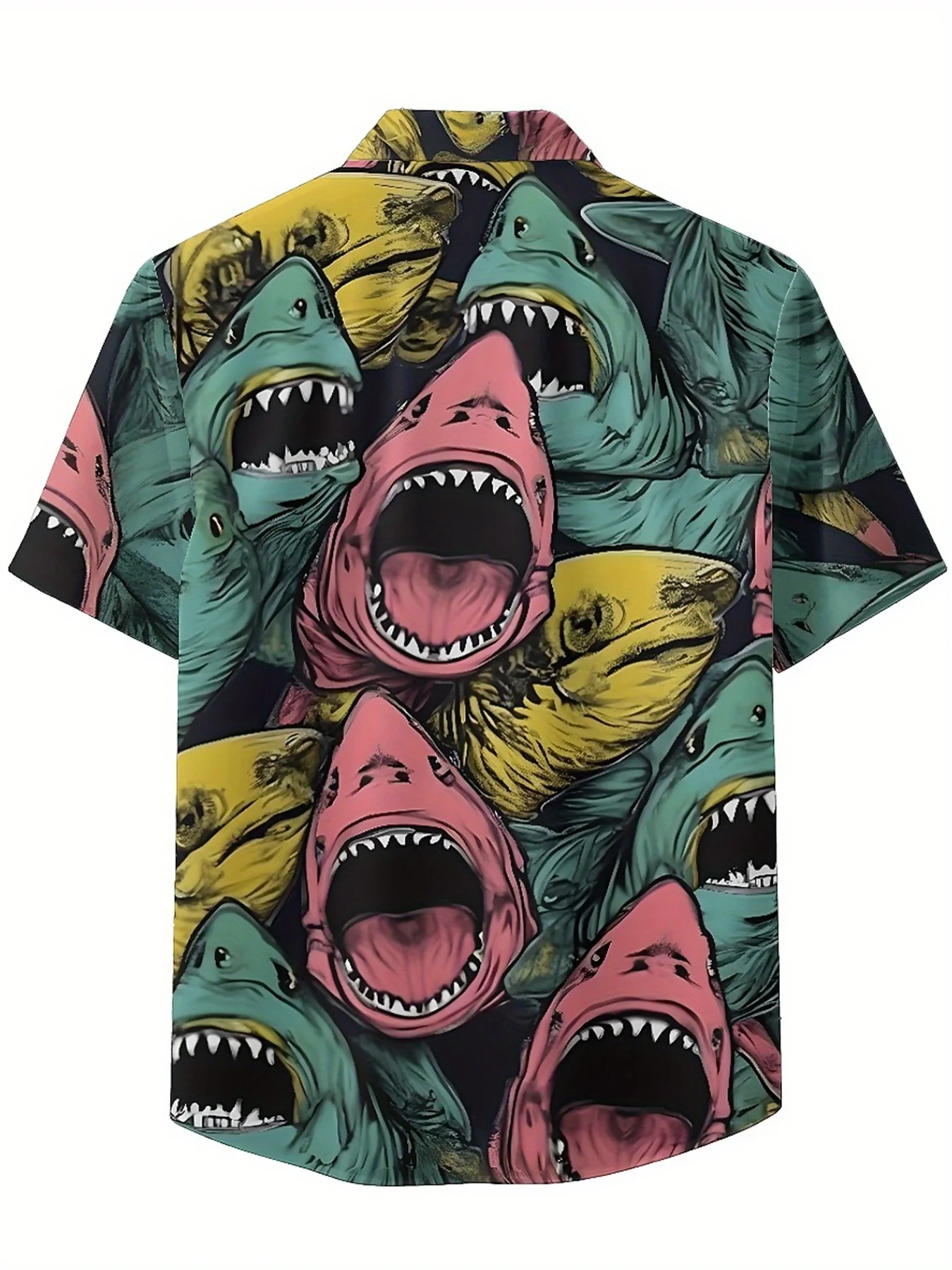Men's Plus Size Hawaiian Shirts Shark Roar pattern, Summer Casual Tops, Suitable for Outdoor and Party, Streetwear