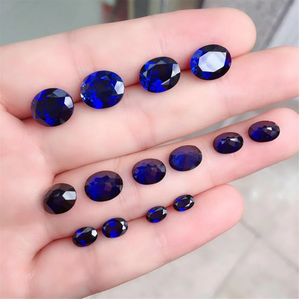 Joanlyn Grade AAA Cutting Sapphire Oval Faceted Gemstone Egg Shape Sapphire Gem Mohs Hardness 9 Multiple Sizes to Choose C08S