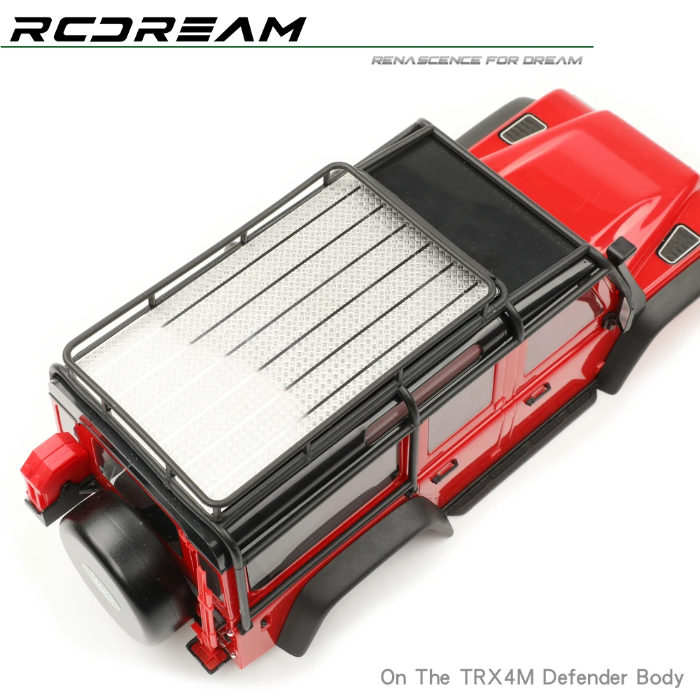 ل 1/18 TRX4M المدافع الماس لوح من الفولاذ المقاوم للصدأ عدم الانزلاق لوحة سقف رف أمتعة ترقية أجزاء الخيار # 18D23-S/B