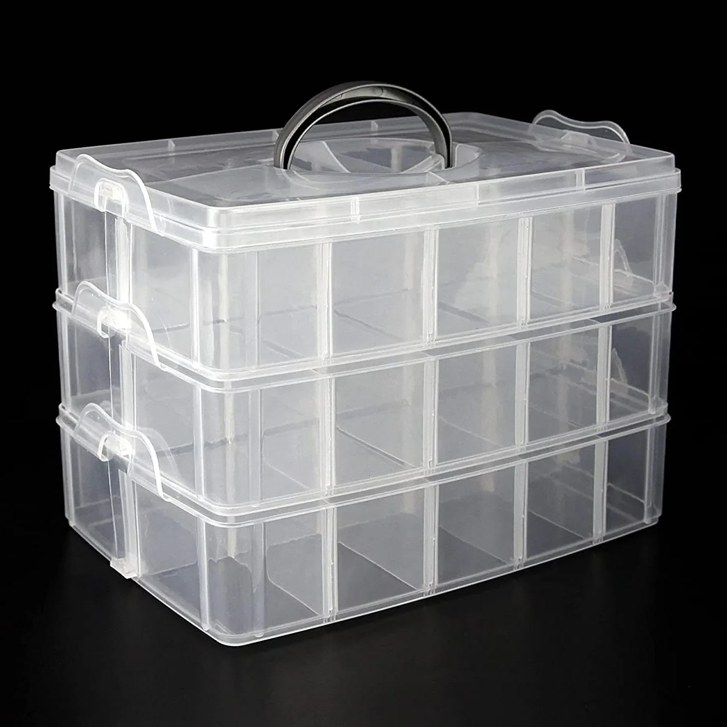 30 Grid Car Model Storage Containers,3layer Stackable Process Storage Boxes，With Handle Bead Storage，Suitable For Art，Toys，Nails