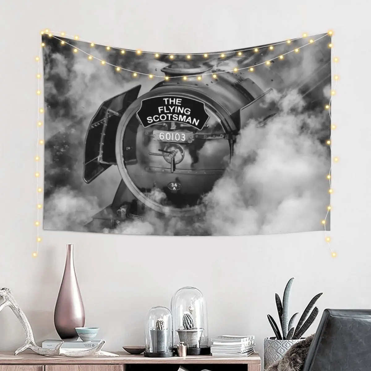 The Flying Scotsman 60103, in a cloud of steam and smoke Tapestry Bedroom Decor Wall Hanging Decor Bedroom Decorations Tapestry