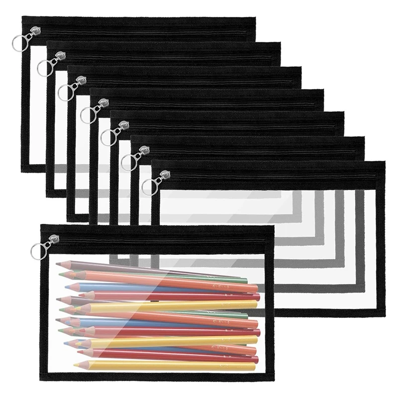 8 Clear Zipper Bags PVC Cosmetic Bag Envelope Storage Zipper Bags For Organizing Home Office Supplies