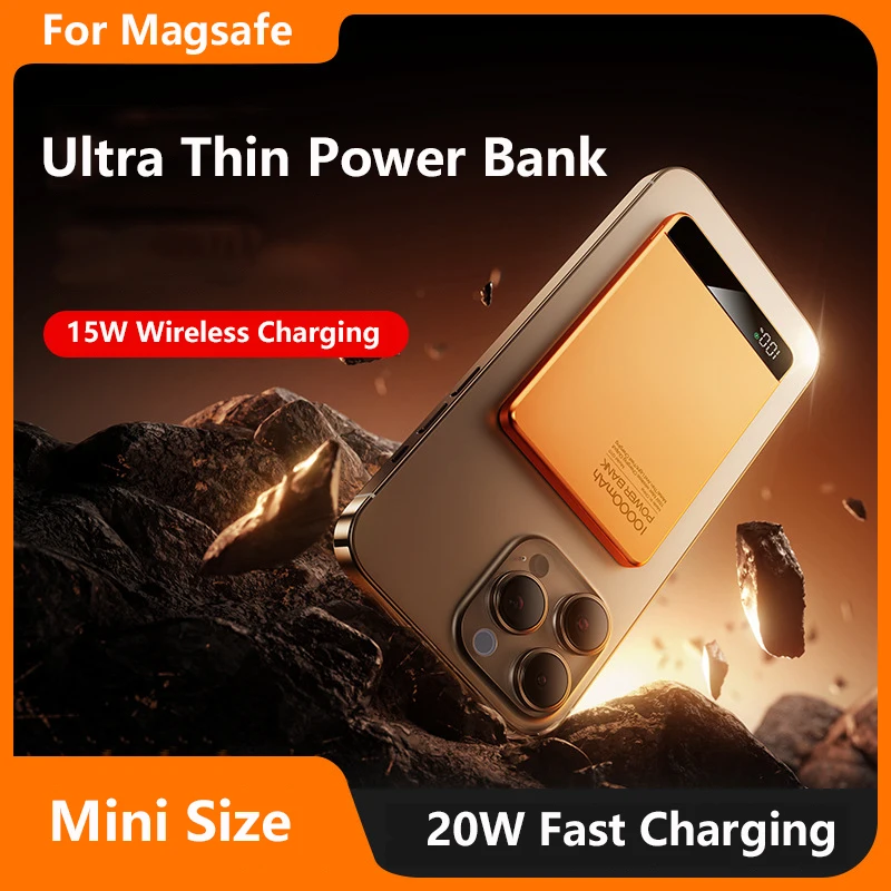 Ultra Thin Wireless Magnetic Power Bank 10000mAh Portable Fast Charging External Battery For Magsafe for iPhone iWatch Charger
