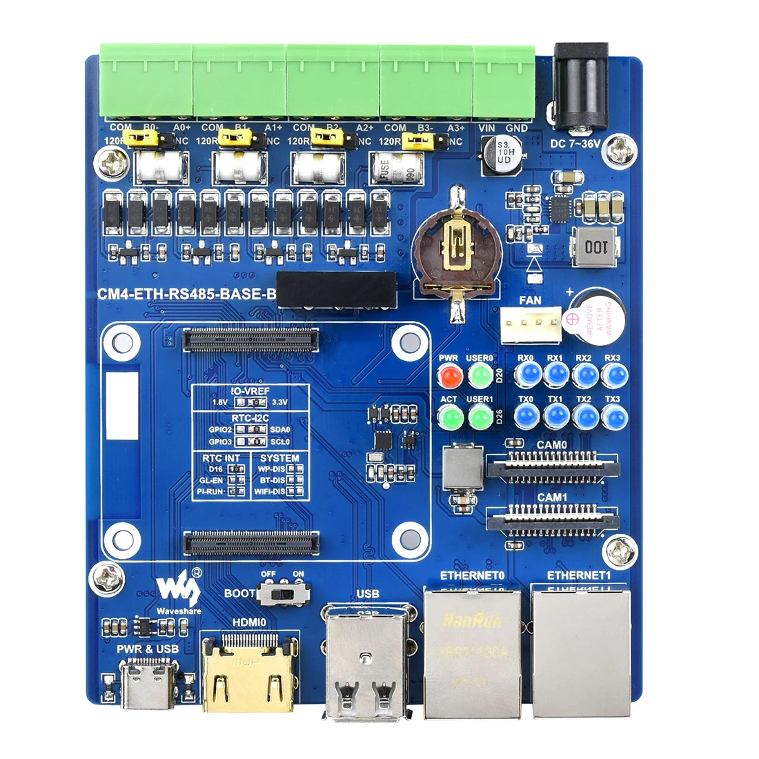 Placa portadora CM4 RS485 para módulo de cómputo RPI Raspberry Pi 4 Lite eMMc placa Base de expansión Ethernet Dual