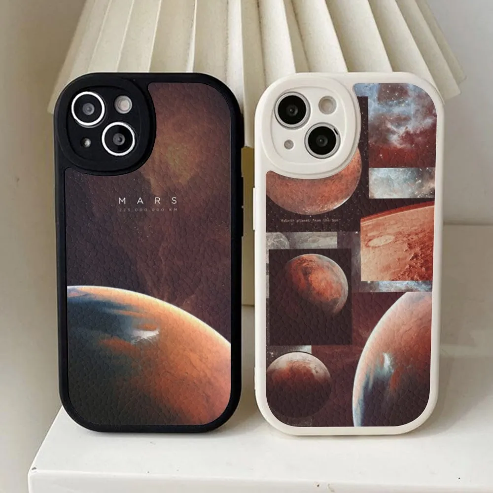 Saturn Mars planet Phone Case Hard Leather For iPhone 14 13 12 Mini 11 14 Pro Max Xs X Xr 7 8 Plus Fundas