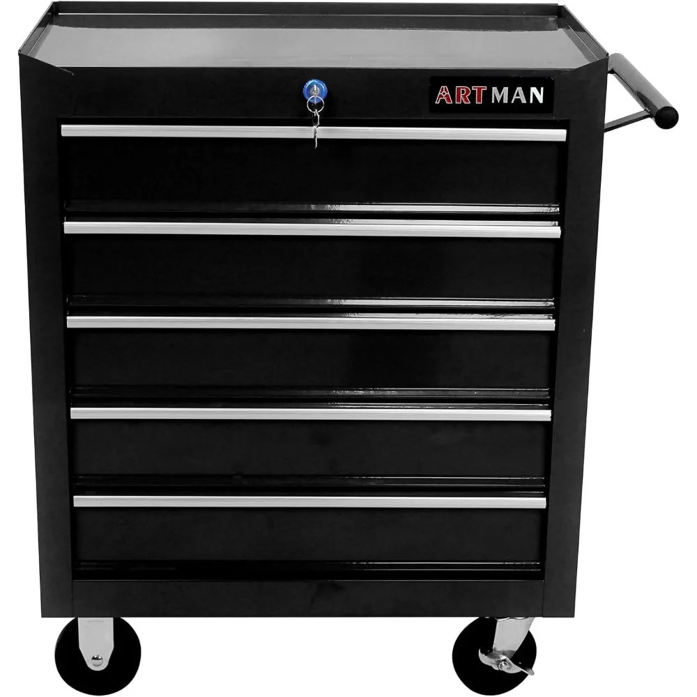 Carrello portautensili con rotelle a 5 cassetti con cassapanca portaoggetti per garage, officina e reparti - Carrello per carichi pesanti