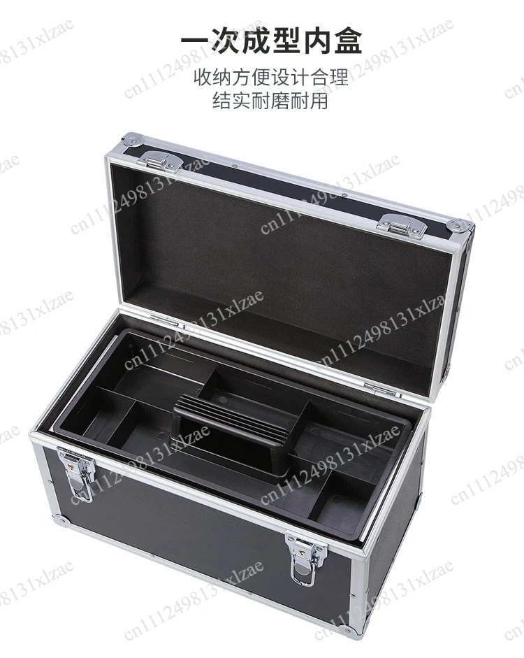 2-Lock Portable Storage Box - Multi-Layer Aluminum Tool Organizer with Dividers for Workshop & Garage