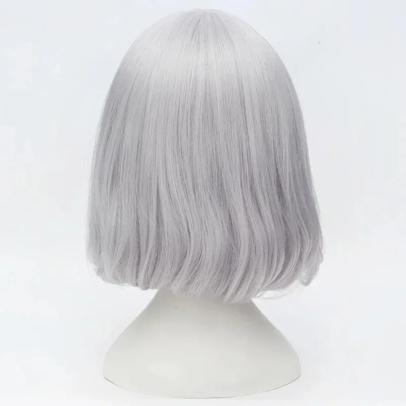 Anime castelo sophie hatter curto slivery branco resistente ao calor cabelo sintético cosplay peruca festa