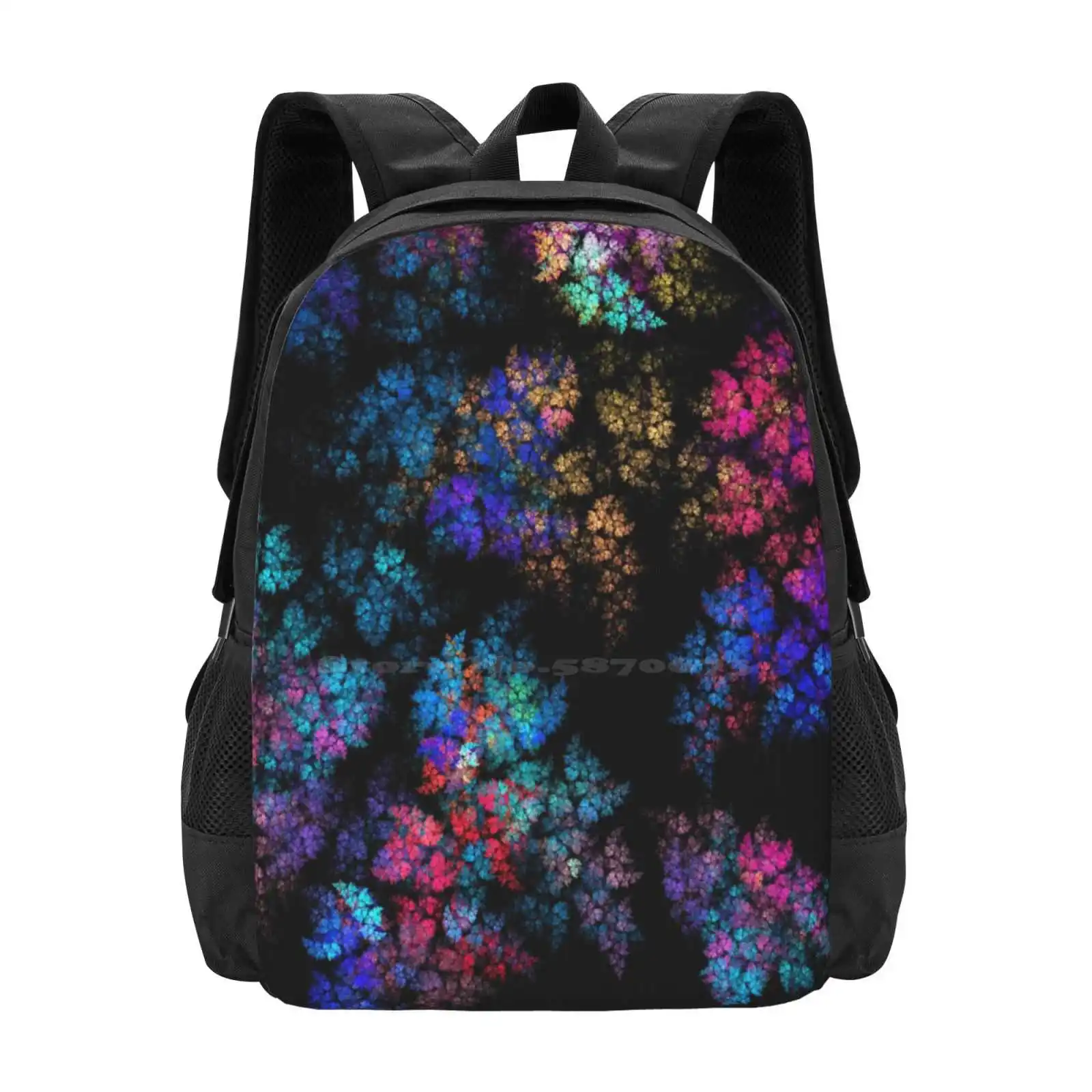 Fractal Leaves Hot Sale Schoolbag Backpack Fashion Bags Fractal Leaves Fractal Art Fractal Blossoms Fractal Pattern Violet