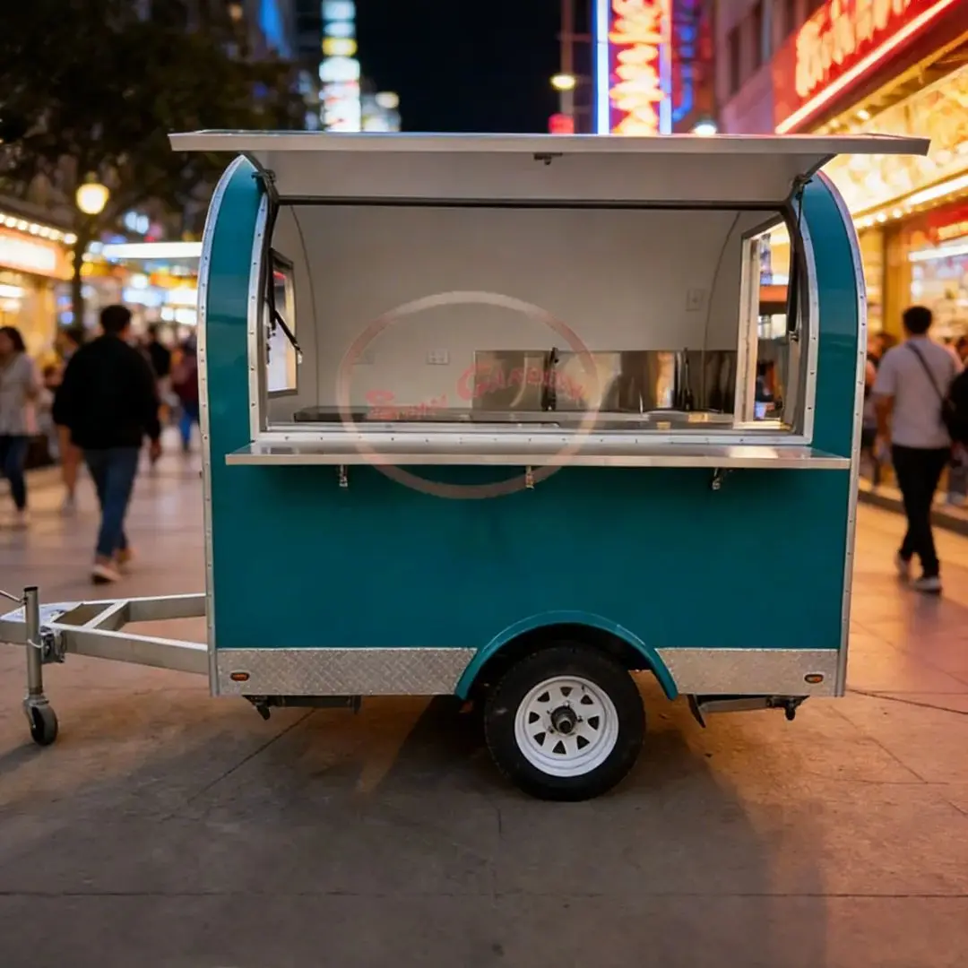 Fully Equipped Fiberglass Concession Food Cart Mobile Kitchen Trailer for Business Use