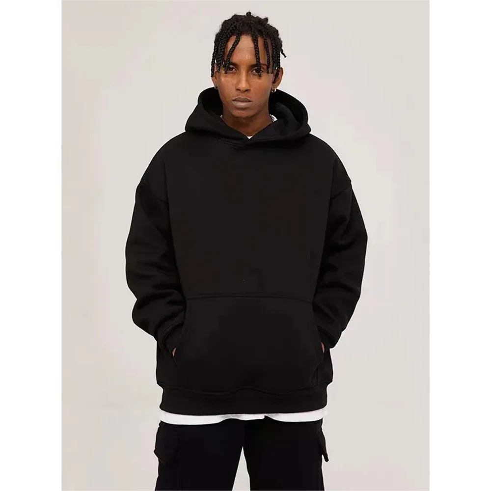 

380g gms Heavy weight Men's Hoodies Sweatshirts Thickened Plush Solid Color 2025 Streetwear Men Hoody Hip Hop for Man Hoodie
