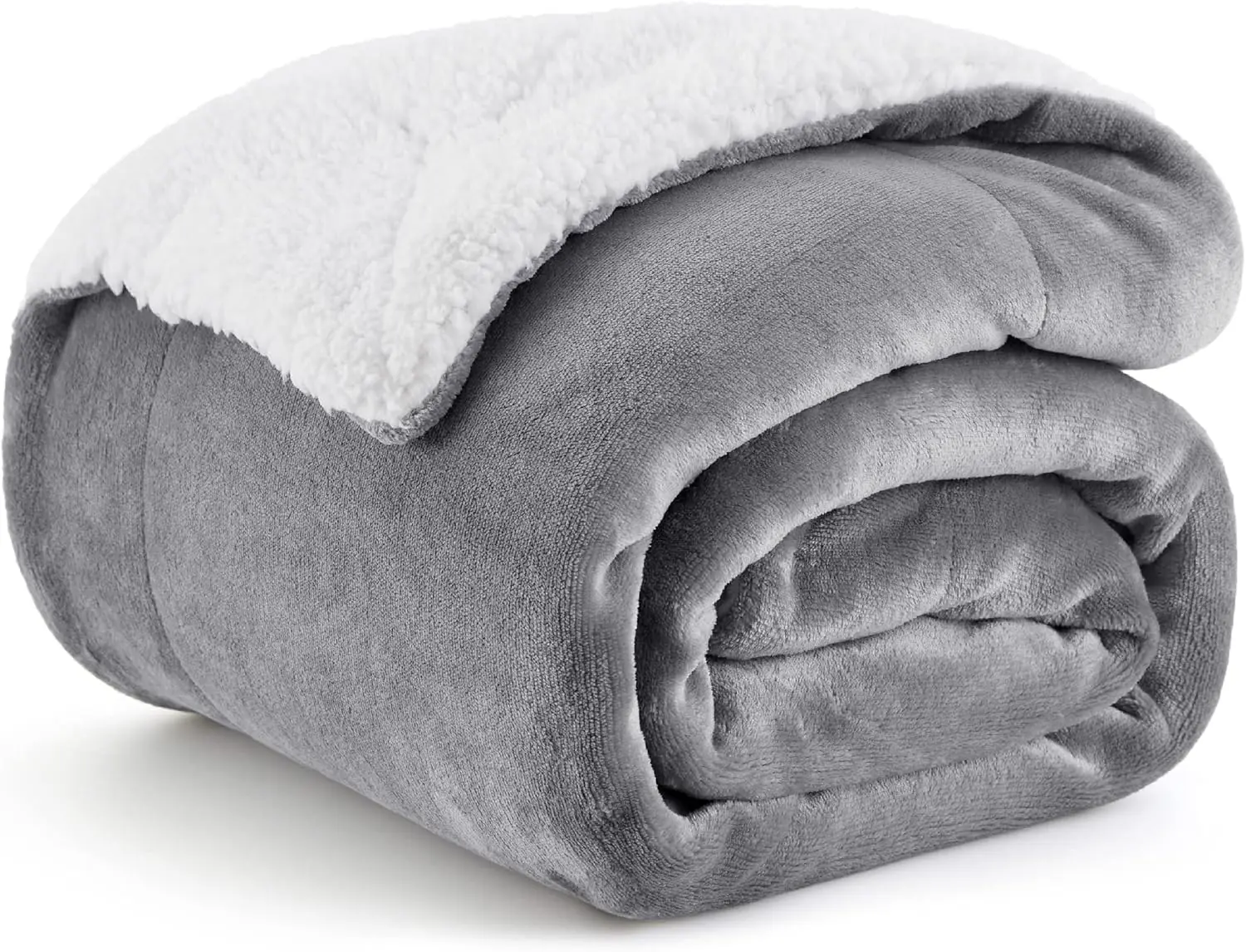 Sherpa Fleece Throw Blanket Twin Size for Couch Thick and Warm Soft Fuzzy Plush Blanke for Winter Grey