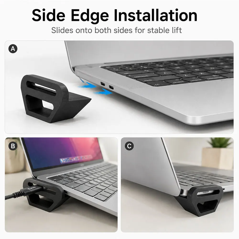 Rafford Laptop-Seitenständer, tragbarer ergonomischer Notebook-Ständer, rutschfest für den Schreibtisch, Kühlluftzirkulation für MacBook und Laptops – Detail 9