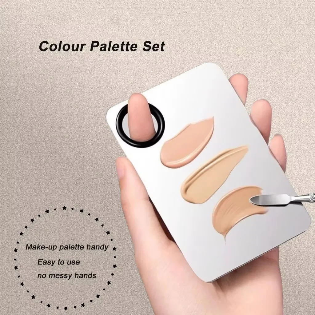 Paleta de mezcla de maquillaje، bandeja mezcladora de Metal de acero inoxidable besteada con espátula، herramienta de arta pa