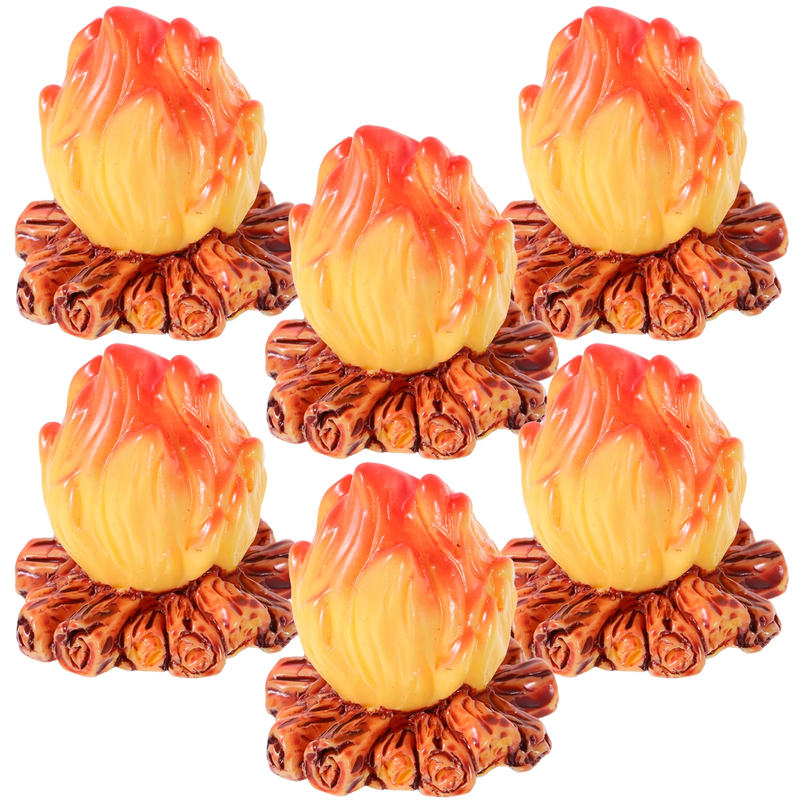 

6pcs Bonfire Bonfire Statue Resin Miniature Camp Gardening Decor Desktop Miniature Garden Ornament Fire Figure