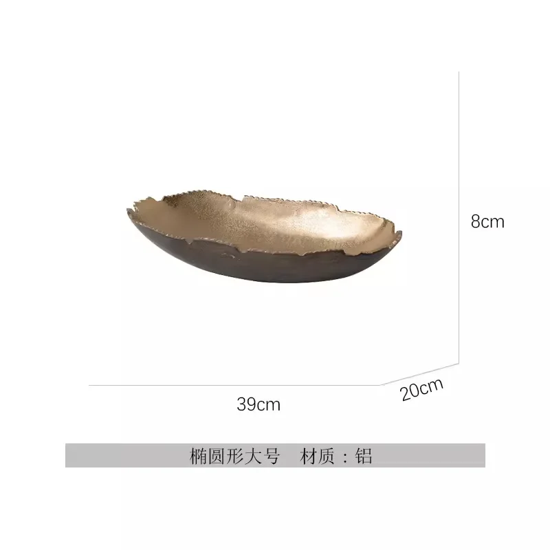 Modern light luxury oval broken edge decoration tray model room restaurant creative home dining table fruit plate ornament