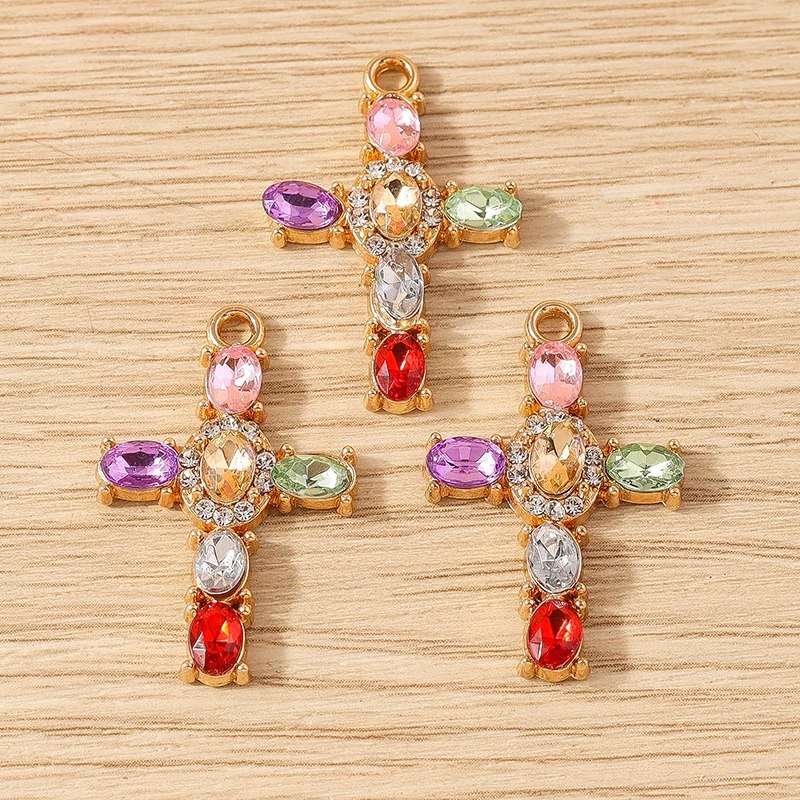 Tusember 5 Stück 18*30mm CZ Strass Kristall Kreuz Charms Anhänger für Schmuckherstellung Ohrringe Halskette Kruzifix ﻿ Zubehör – Detail 5