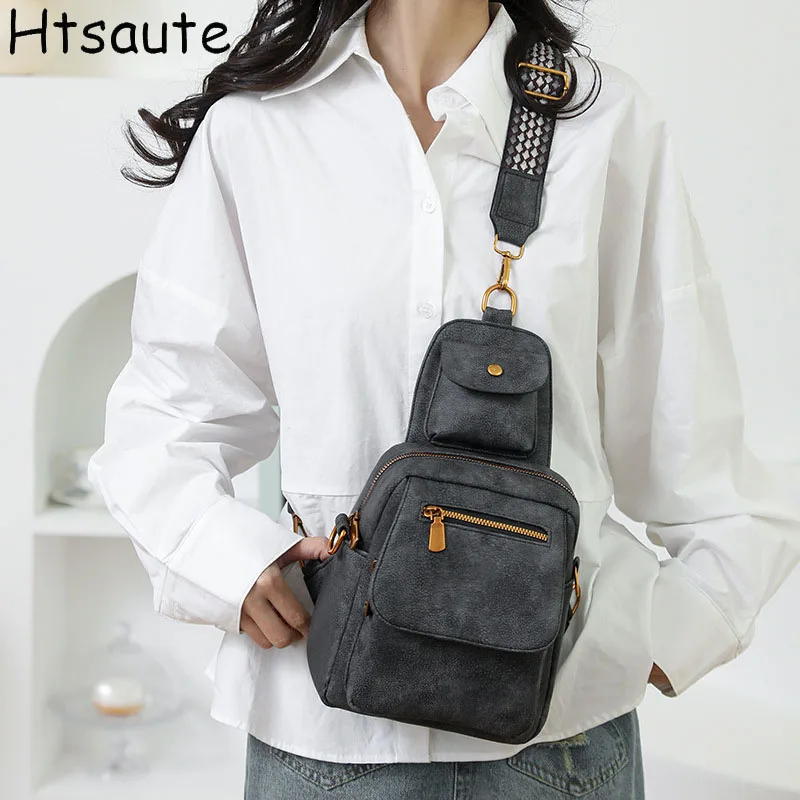 New Simple Fashion Mini Breast Pocket Outdoor Leisure Bag Multi-function Large Capacity Storage Bag Mobile Phone Bag bolsos