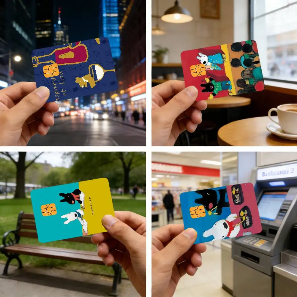 G-gaspard-d cute L-lisa Pegatinas para tarjetas de crédito, tarjetas bancarias, tarjetas de transporte público, película protectora impermeable y resistente a los arañazos