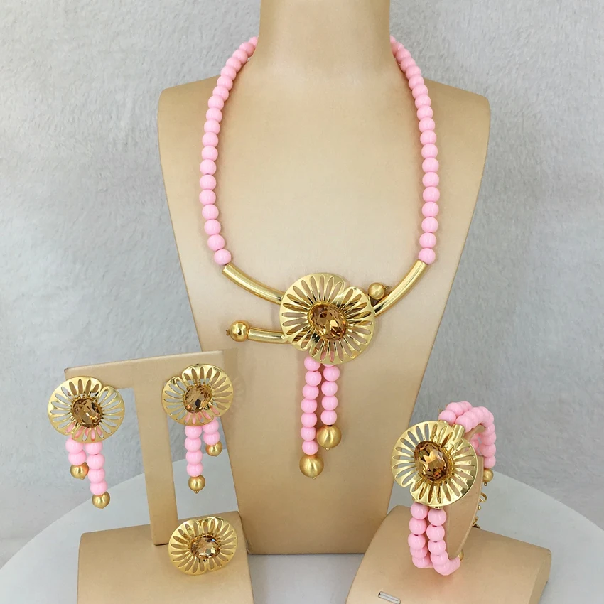 

Yuminglai Unique Jewelry Pink Beads Jewelry Sets for Women Party Birthday Gift FHK12721