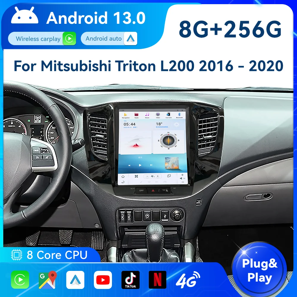 For Mitsubishi Triton L200 2016 - 2020 Android Car Radio Stereo Multimedia Player 2 Din Autoradio GPS Navi Unit PX6 4GB+128GB