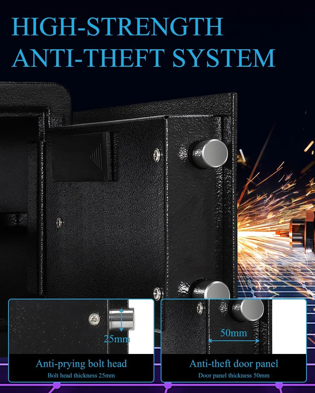Digital Security Safe Box with LED Light, Small Safe box for Money with Removable Shelf, Lockbox Money Jewellery Important Docum
