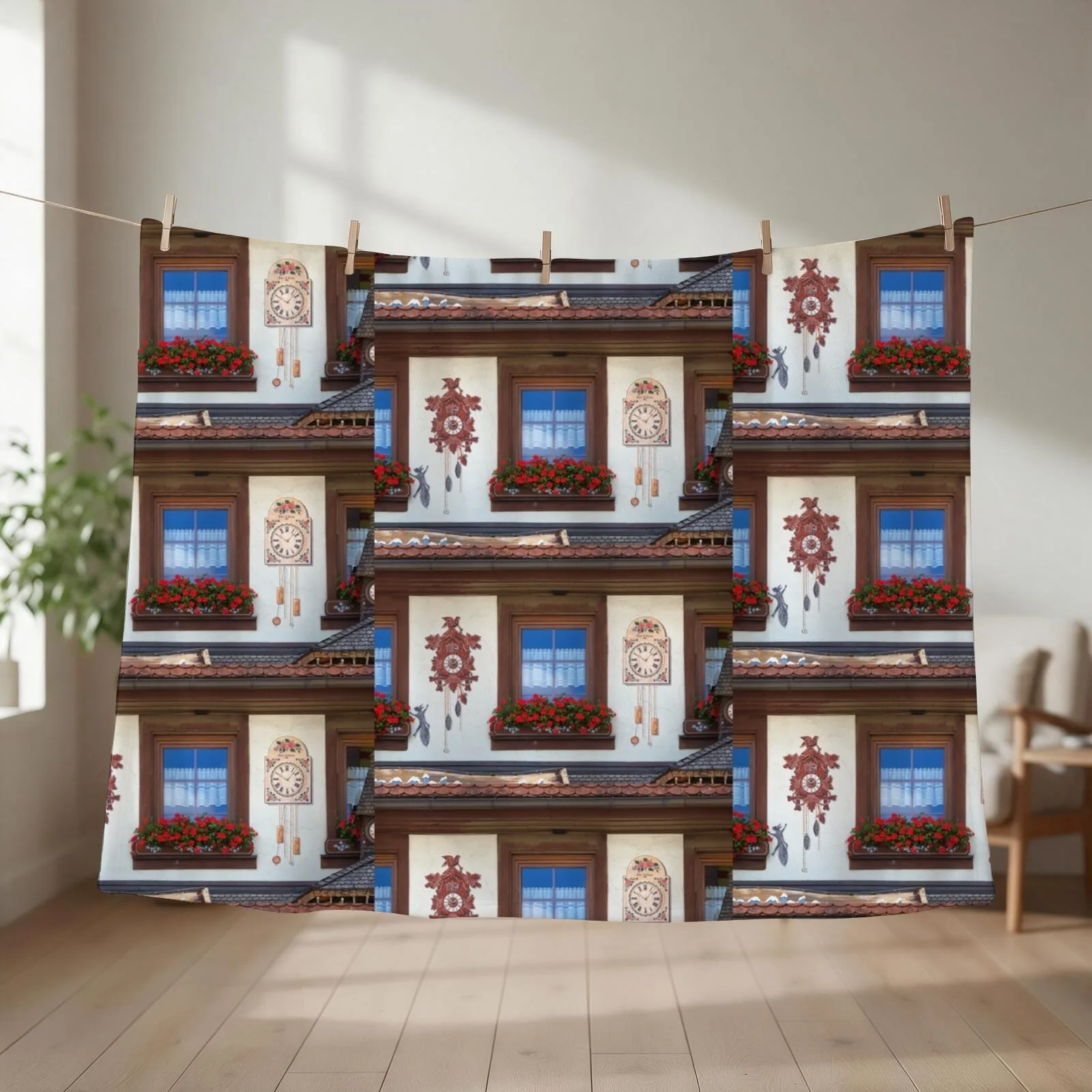 New Window and Cuckoo Clocks Throw Blanket couch cozy soft plush fuzzy picnic outdoor blanket