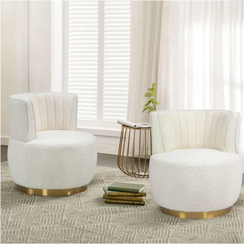 

Velvet Swivel Accent Barrel Chair Set of 2, Mid Century Modern Arm Chair 360° Swivel Club Chairs Upholstered Comfy Single Sofa