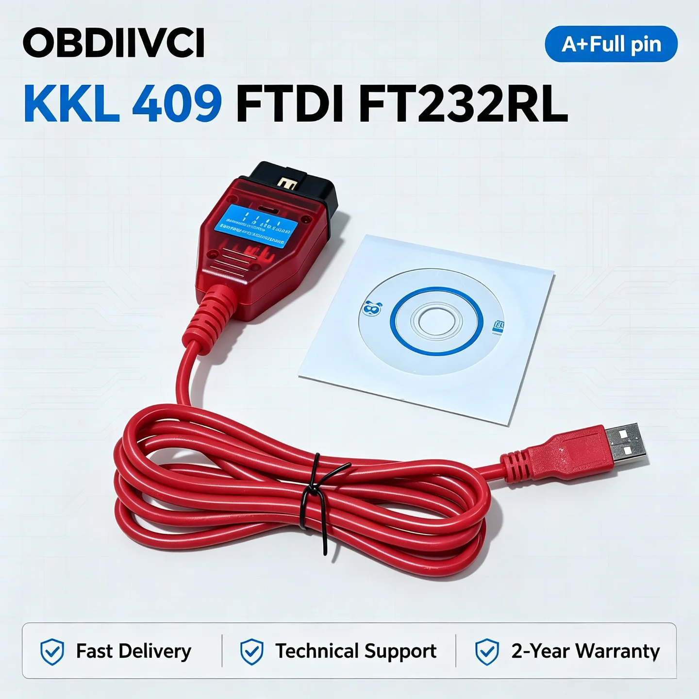 OBDIIVCI-VAG 409.1 KKL 409 FTDI FT232RL Real 9241A K Line OBD2 Car Diagnostic Tools Interface Cable For VW/Audi/Skoda/Seat
