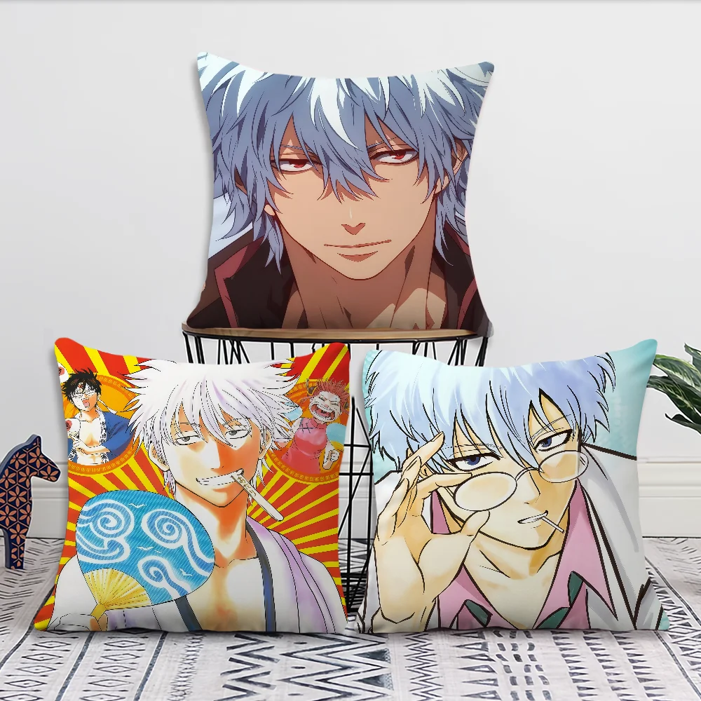 Comic Anime Cool Funny Art G-Gintoki S-Sakata Cushion Cover Soft Pillow Case for Sofa Living Room Home Decor Protective Covers