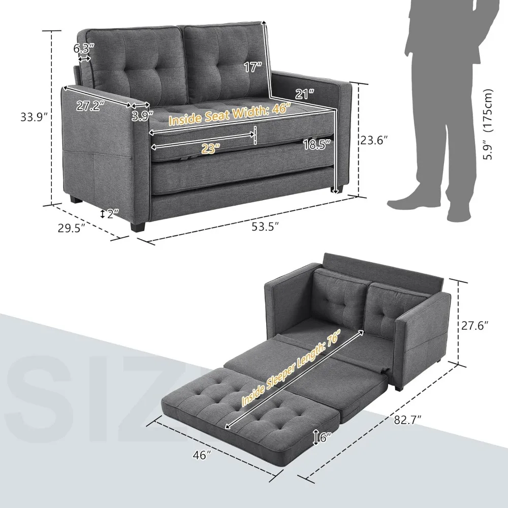 Sofá-cama atualizado, sofá-cama conversível, sofás futon para sala de estar, sofá-cama dobrável