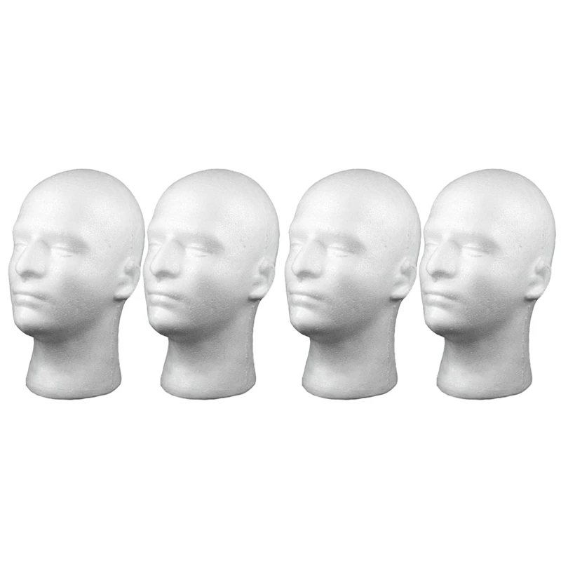 4Pcs Foam Male Head For Headsets Hairpiece F/Salon Male Foam Mannequin Wig Head