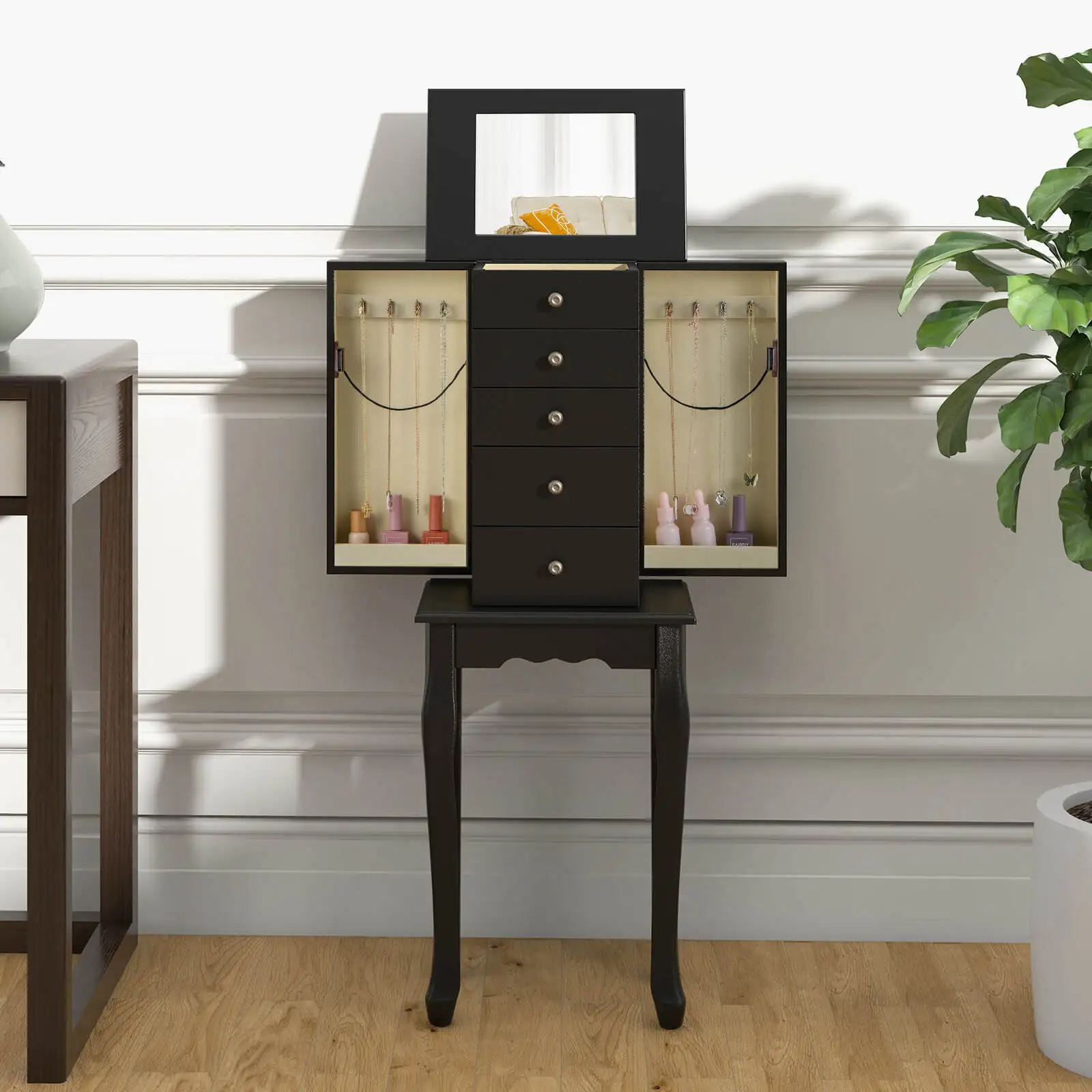 High Quality Mirror Armoire Storage Box Chest Standing Organizer Christmas