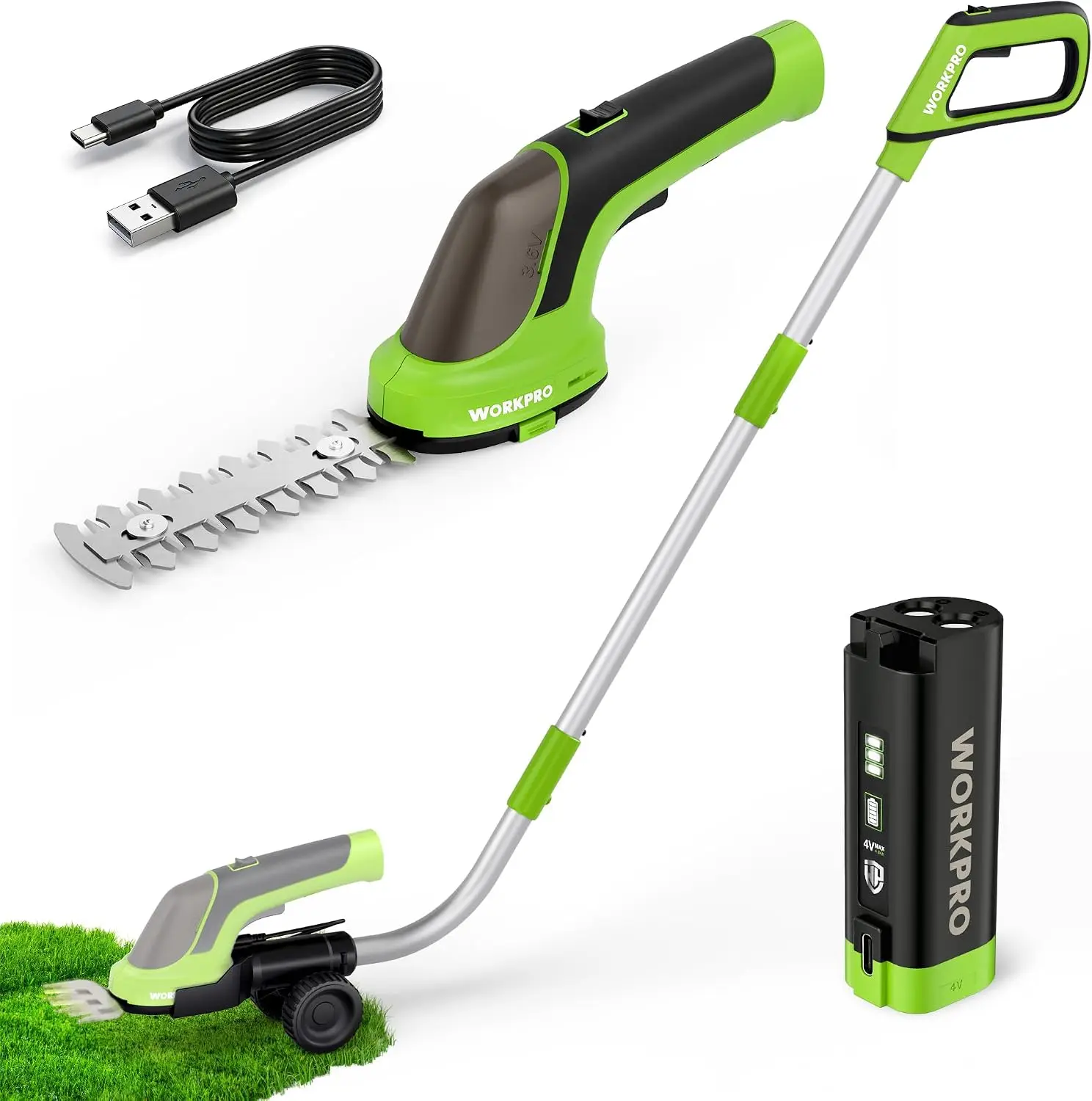 3-in-1 3.6V Cordless Hedge Trimmer with 37