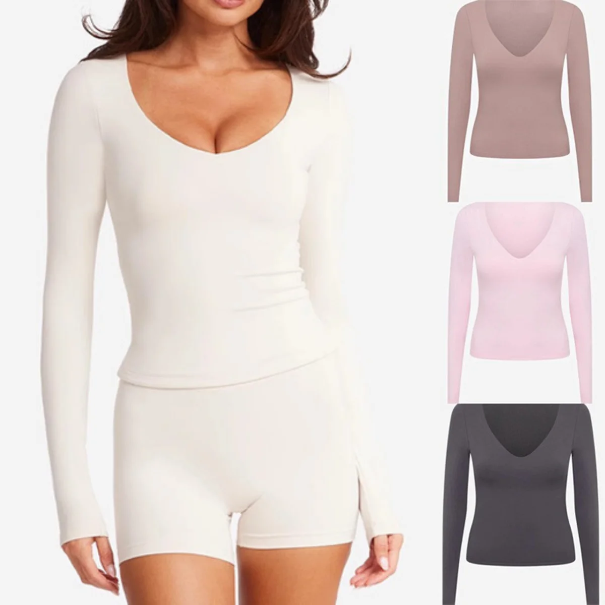 

V-neck Long Sleeve Workout Top Yoga Clothing Women Pilates Clothes quick-dry Sports Shirt Fitness Running brassiere pad T-shirt