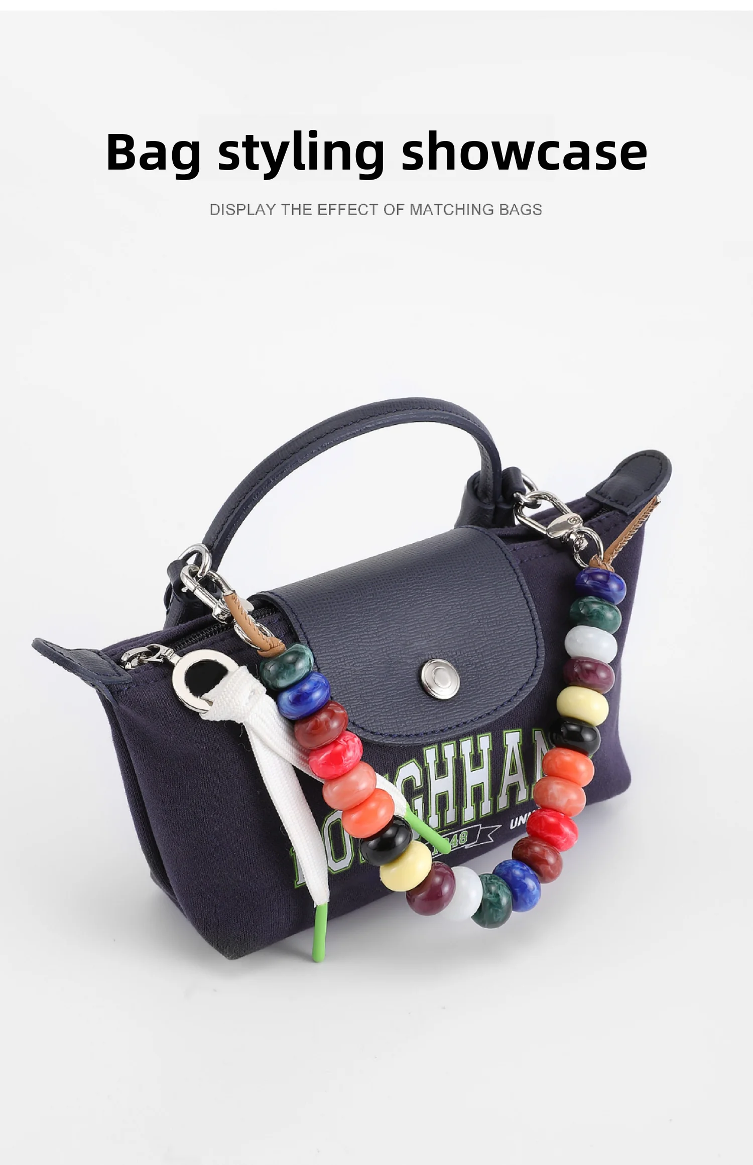 Colored Beading Bag Handle For Longchamp Mini Pearl Chain Bag Strap Shoulder Strap Bag Decoration Bag Replacement Accessories