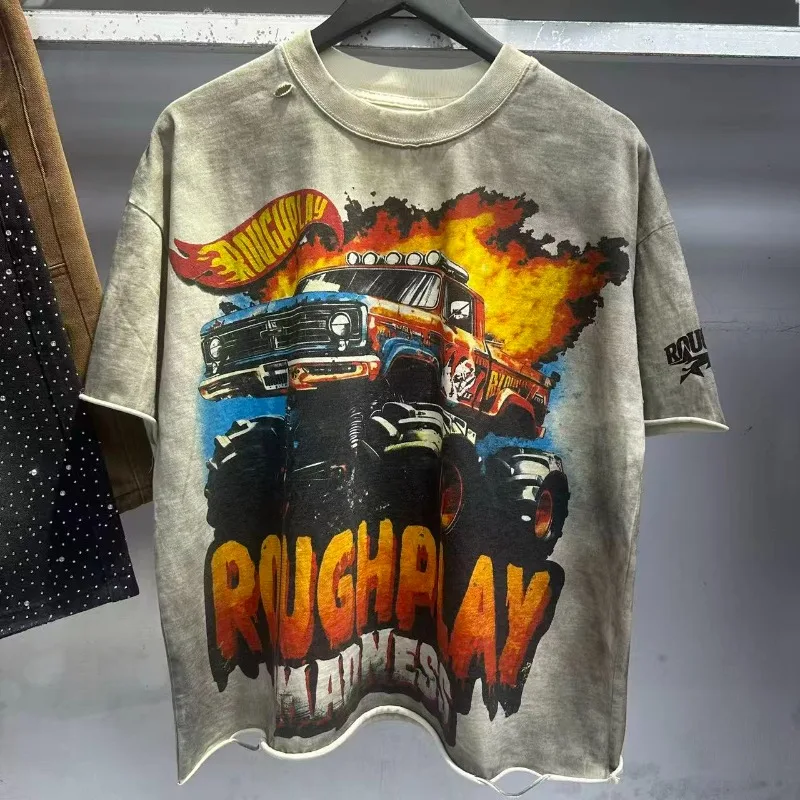 Oversized Rough Car Printing Tshirts Men Women Oversized T Shirt