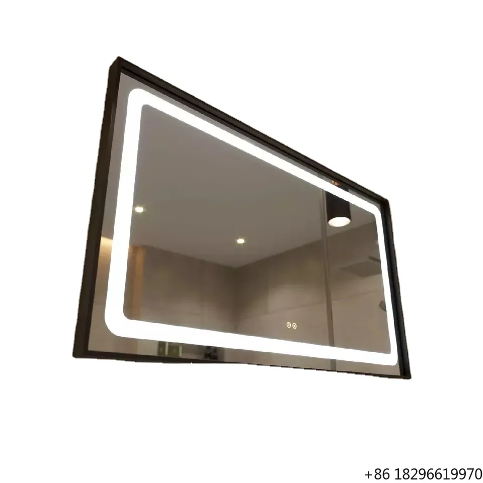 Waterproof LED Smart Bathroom Mirror Custom Aluminum Frame Vanity