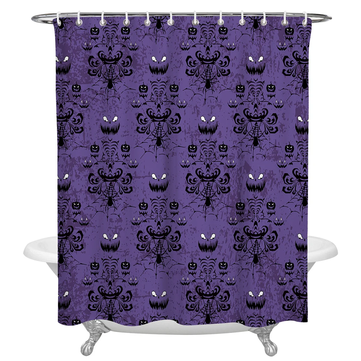 Halloween Grimace Pumpkin Ghost Purple Waterproof Bathroom Decoration Shower Curtain Printed Bath Curtains Bathroom Accessories