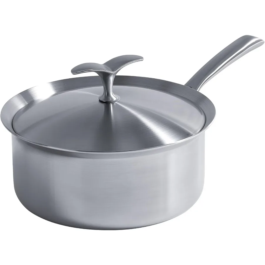 

Кастрюля с антипригарным покрытием и крышкой Кастрюля с антипригарным покрытием, 5-слойные кастрюли для соуса из нержавеющей стали, маленькая кастрюля на 3 литра для индукционной соуса, совместимая с O