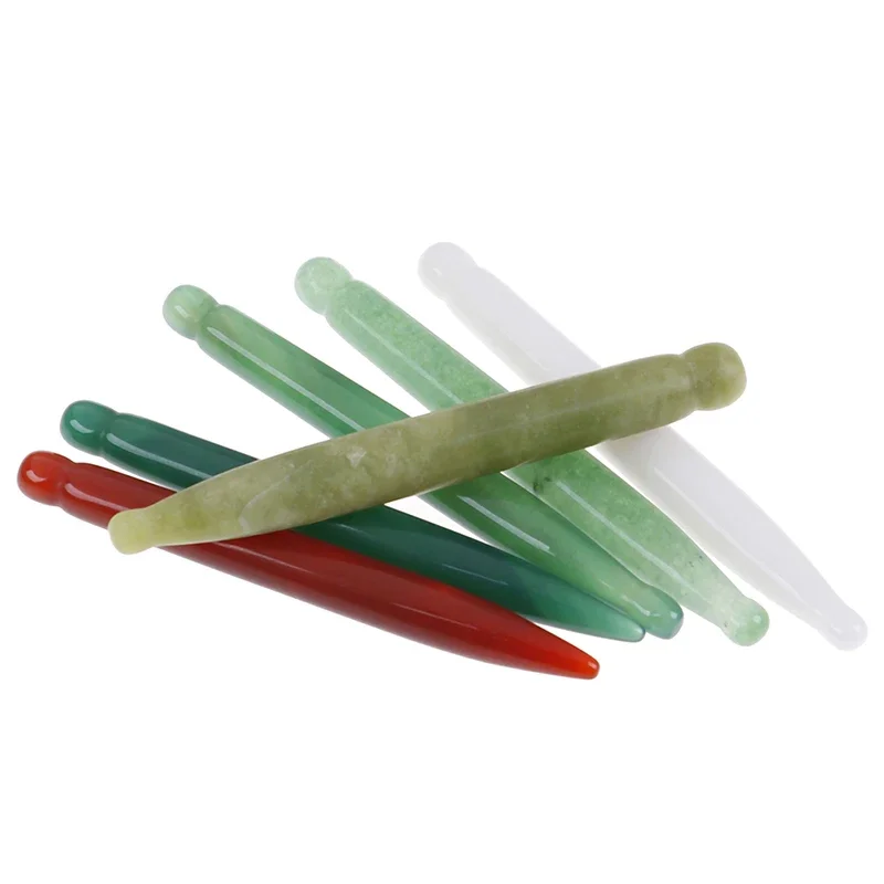 

Натуральный нефрит ручной работы для акупунктуры лица, массажная палочка Гуаша, спа-терапия, розовый кварц, нефритовый камень, скребковый массажер Гуа Ша