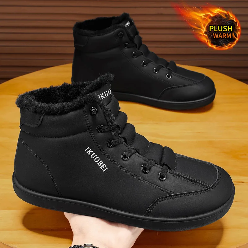 Winter Unisex Wide Toe Barefoot Boots Mens Mid Top Cotton Boot Thick Warm Casual Shoe Ankle Boot Outdoors Non-Slip hiking shoes