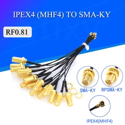 Fêmea para cabo conector SMA, IPEX4, IPX4, MHF4 para SMA fêmea, RG0.81 mm antena, montagem de cabos, RP-SMA-K, 5pcs