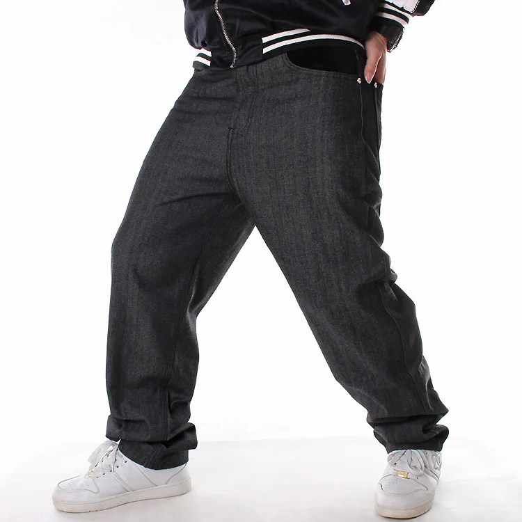 European and American HIPHOP Street Dance Clothing Flocking Loose Skateboard Long Pants Fattened Plus  Jeans Men's Tide