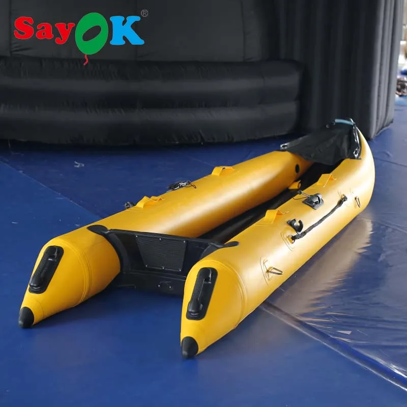 365cm Inflatable Kayak Large Inflatable Fishing Boat Portable Inflatable Sport Kayak Canoe/Paddles with Oars for Outdoor Events