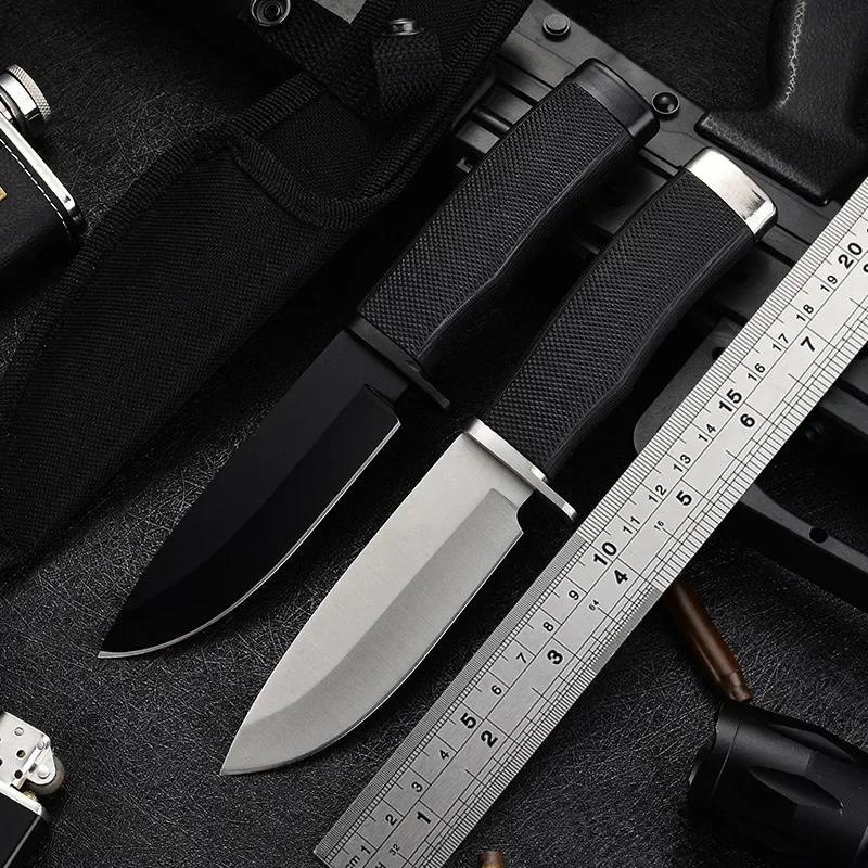 1 piece of high hardness outdoor straight knife, portable EDC camping knife sheath pocket knife,  tool knife